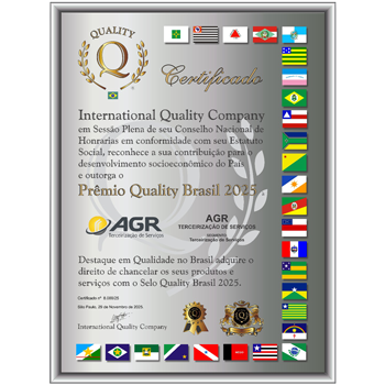 Prêmio Quality Brasil 2025 - AGR Terceirização de Serviços Certificado